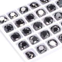 Jet Metallic Silver Cushion Square Shape High Quality Glass Pointed Back Fancy Rhinestones