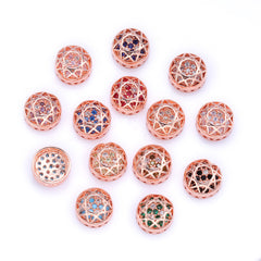 Round Shape Rose Gold Plated High-Quality Sew-on Alloy Charms Inlaid Cubic Zirconia WholesaleRhinestone