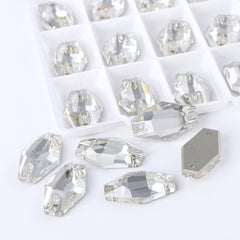 Silver Shade Hexagon Shape High Quality Glass Sew-on Rhinestones