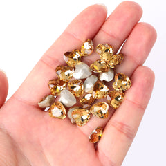 Light Smoked Topaz Heart Shape High Quality Glass Pointed Back Fancy Rhinestones