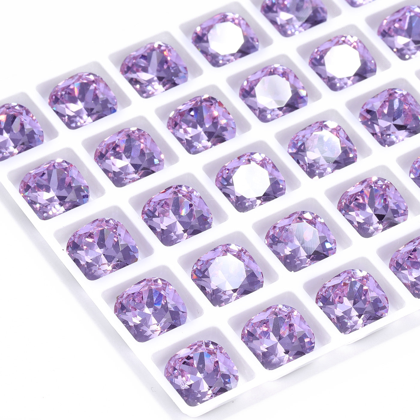 Violet Cushion Square Shape High Quality Glass Pointed Back Fancy Rhinestones