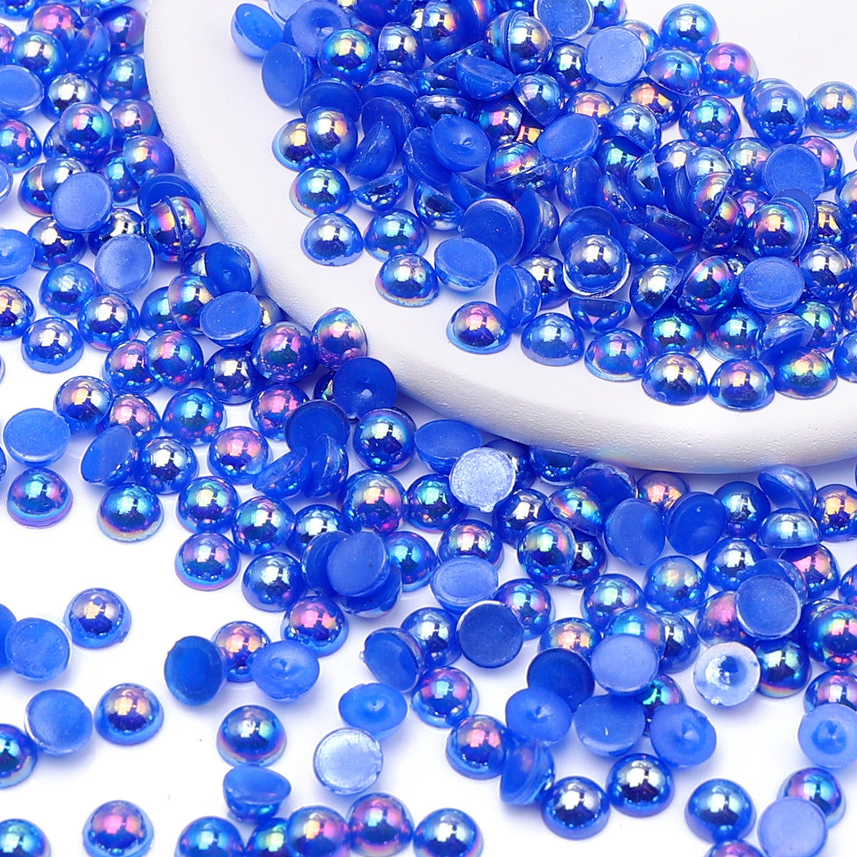 Sapphire AB Resin Flat Back Pearls Multi Sizes