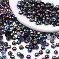 Black AB Resin Flat Back Pearls Multi Sizes