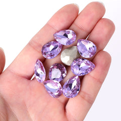 Violet Pear Shape High Quality Glass Pointed Back Fancy Rhinestones