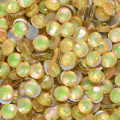 Flashing Desert Yellow Glass FlatBack Rhinestones Silver Back