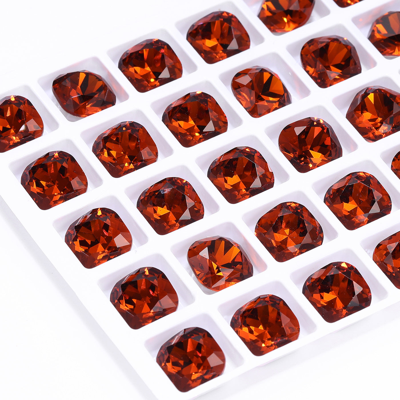 Tangerine Cushion Square Shape High Quality Glass Pointed Back Fancy Rhinestones