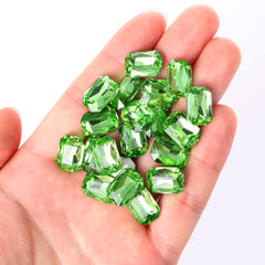 Peridot Thin Octagon Shape High Quality Glass Pointed Back Fancy Rhinestones