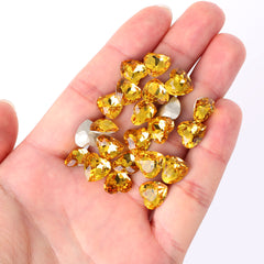 Light Topaz Heart Shape High Quality Glass Pointed Back Fancy Rhinestones