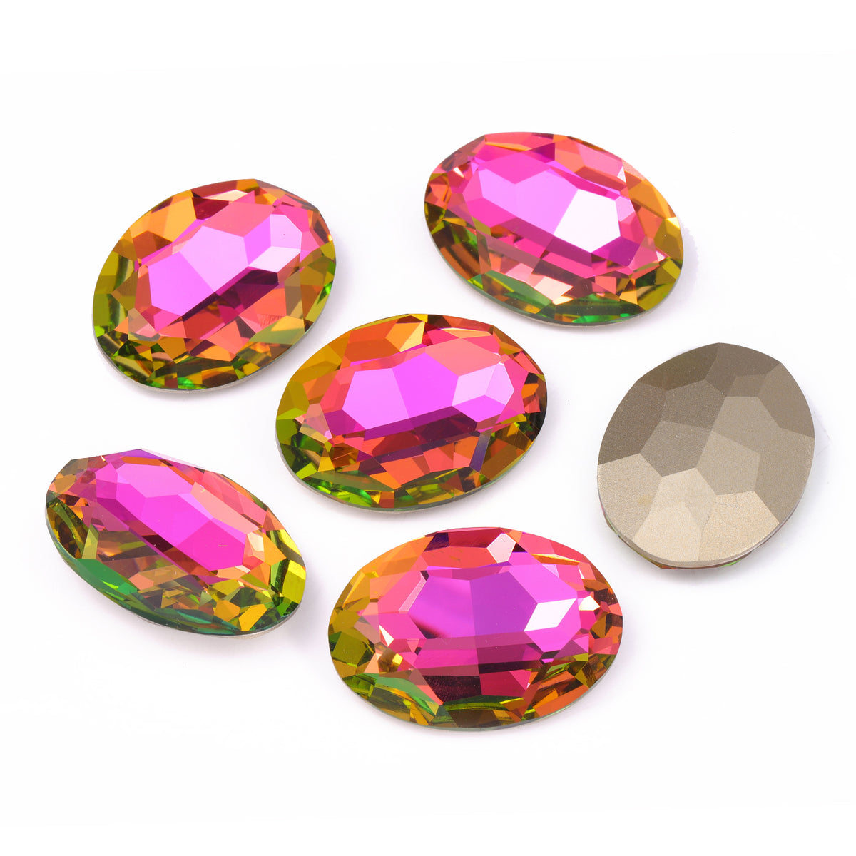 Vitrail Rose Big Oval Shape High Quality Glass Pointed Back Fancy Rhinestones