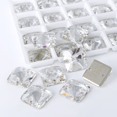 Silver Shade Rivoli Square Shape High Quality Glass Sew-on Rhinestones