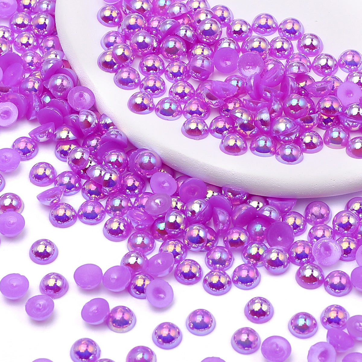 Violet AB Resin Flat Back Pearls Multi Sizes