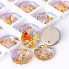 Light Topaz Shimmer Rivoli Shape High Quality Glass Sew-on Rhinestones