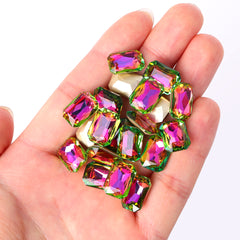 Vitrail Rose Thin Octagon Shape High Quality Glass Pointed Back Fancy Rhinestones