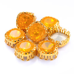 Topaz Opal Cushion Square Shape High-Quality Glass Sew-on Nest Hollow Claw Rhinestones