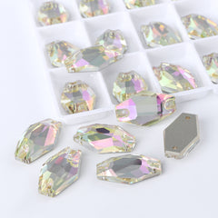 Luminous Green Hexagon Shape High Quality Glass Sew-on Rhinestones