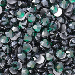 Star Dark Green Glass FlatBack Rhinestones Silver Back