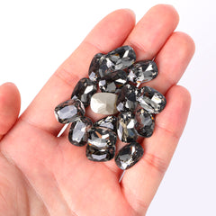 Black Diamond Cushion Shape High Quality Glass Pointed Back Fancy Rhinestones