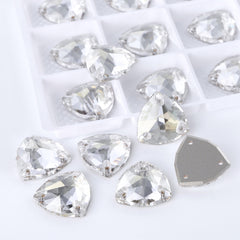 Silver Shade Trilliant Shape High Quality Glass Sew-on Rhinestones