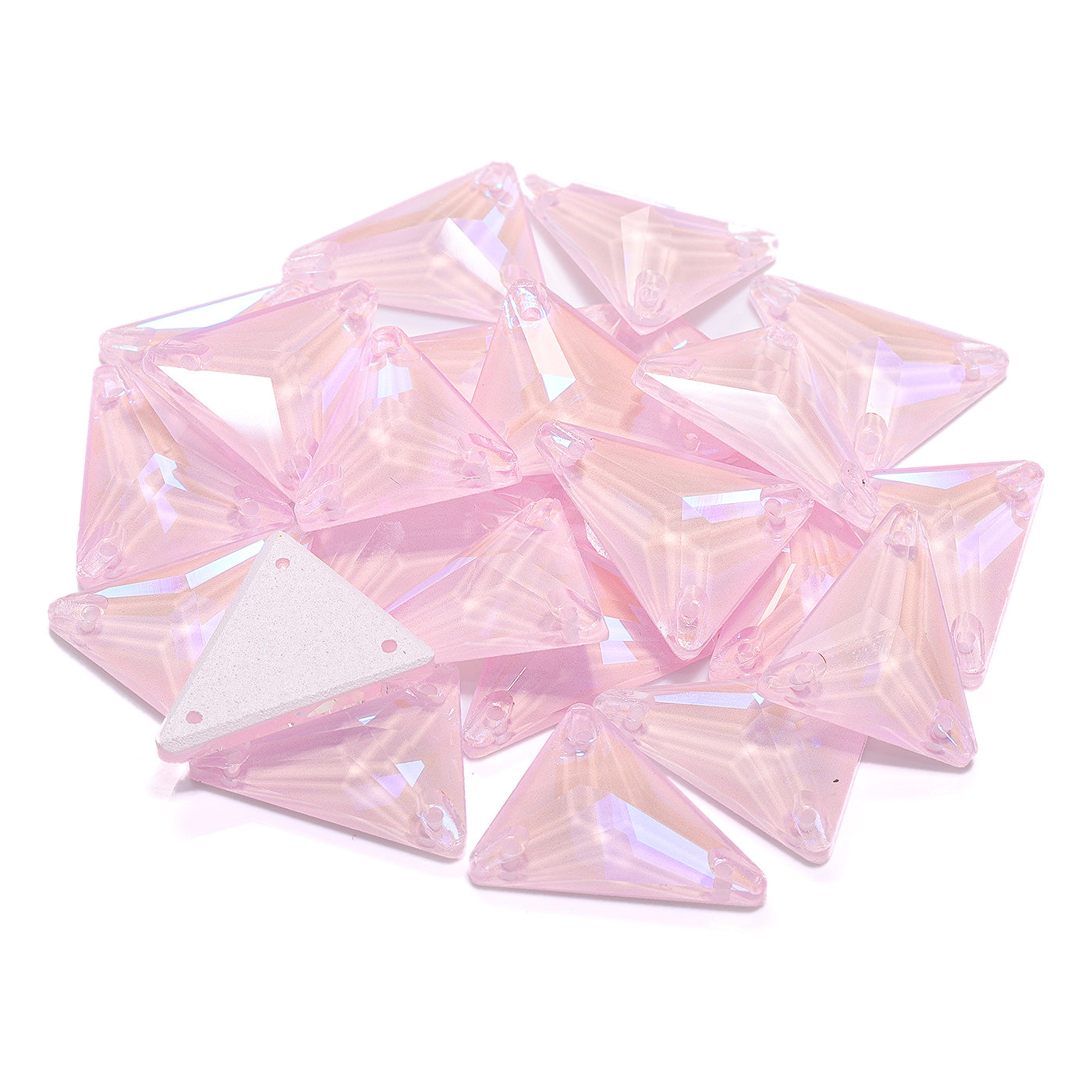Electric Neon Light Rose Slim Triangle Shape High Quality Glass Sew-on Rhinestones