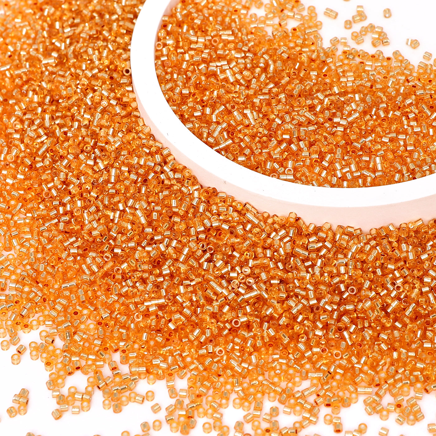 Transparent Silver-lined Light Orange Yellow Color Hight Quality Glass Cylinder Seed Beads 1.6 MM Size GY2008