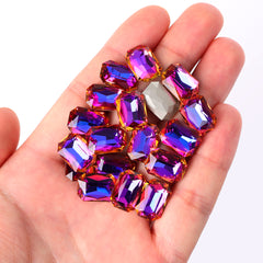 Violet Blue Thin Octagon Shape High Quality Glass Pointed Back Fancy Rhinestones