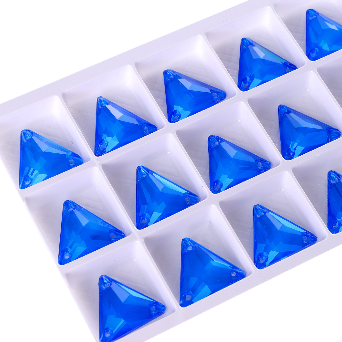 Electric Neon Blue Triangle Shape High Quality Glass Sew-on Rhinestones