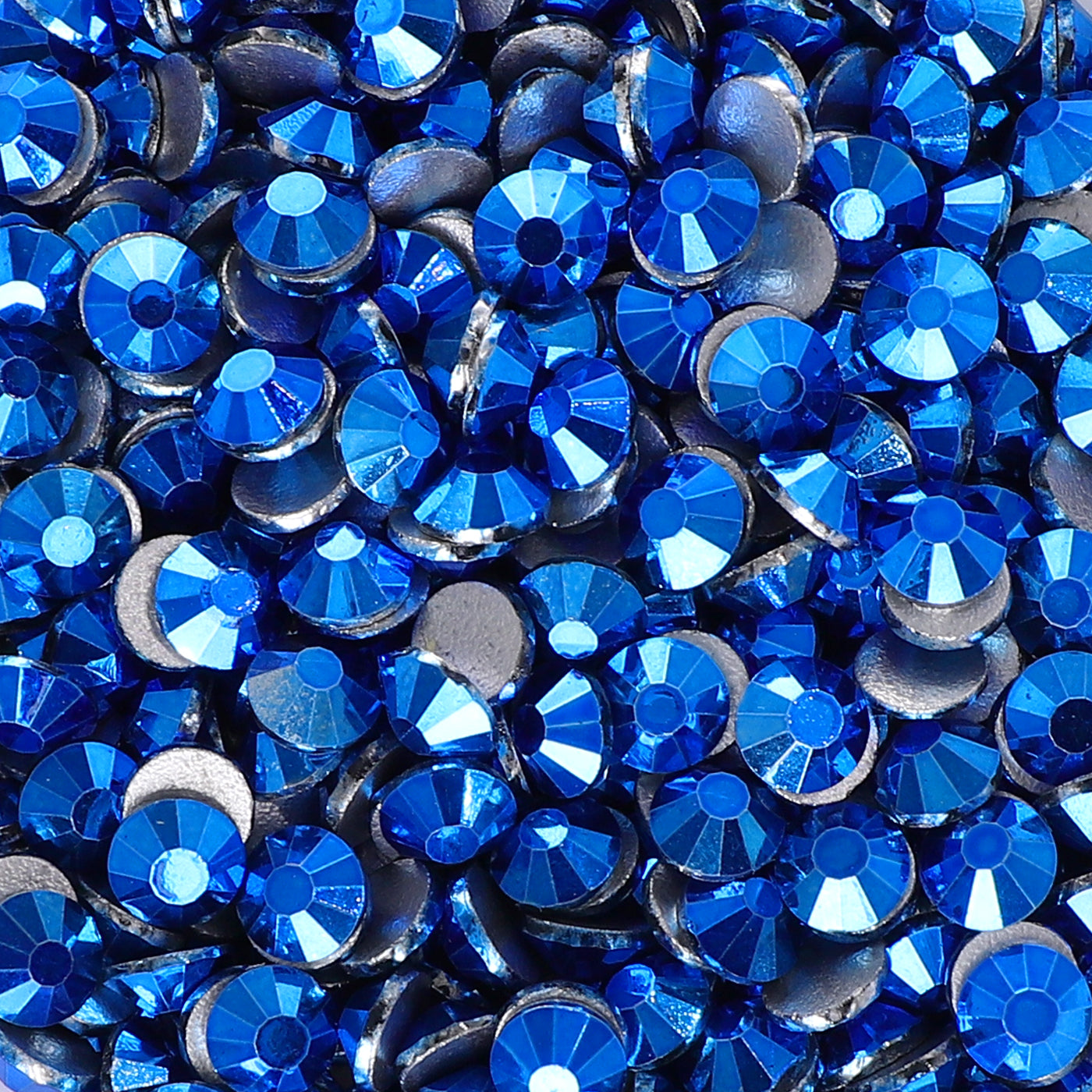 Metallic Capri Blue Glass FlatBack Rhinestones Silver Back WholesaleRhinestone