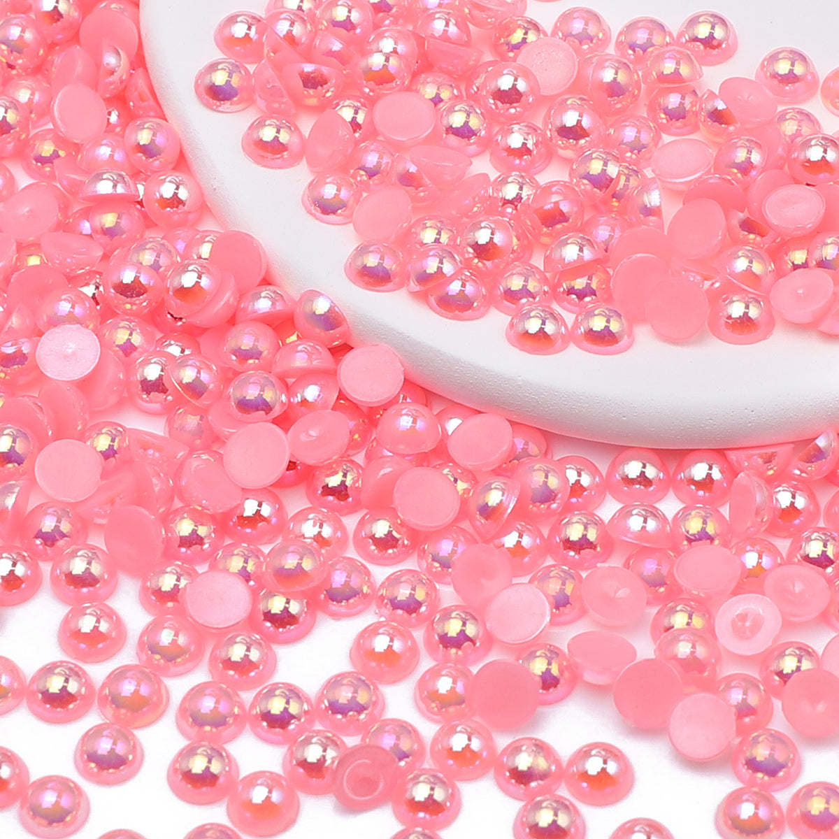 Dark Pink AB Resin Flat Back Pearls Multi Sizes