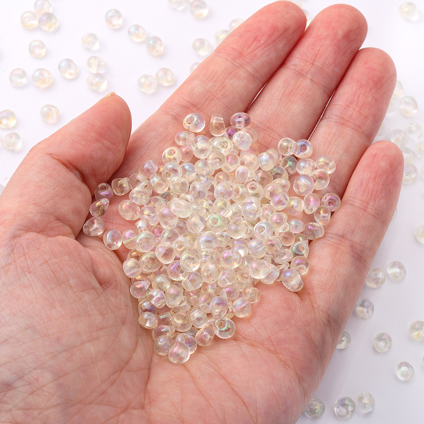 TMAB002 Transparent AB Drop Shape Glass Seed Beads