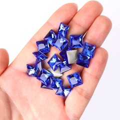 Light Sapphire Princess Square Shape High Quality Glass Pointed Back Fancy Rhinestones