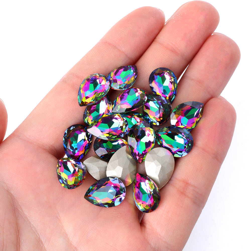 Volcano Pear Shape High Quality Glass Pointed Back Fancy Rhinestones