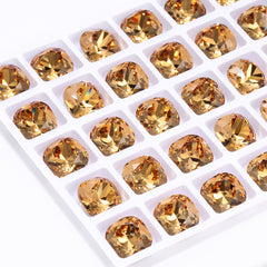 Light Smoked Topaz Cushion Square Shape High Quality Glass Pointed Back Fancy Rhinestones