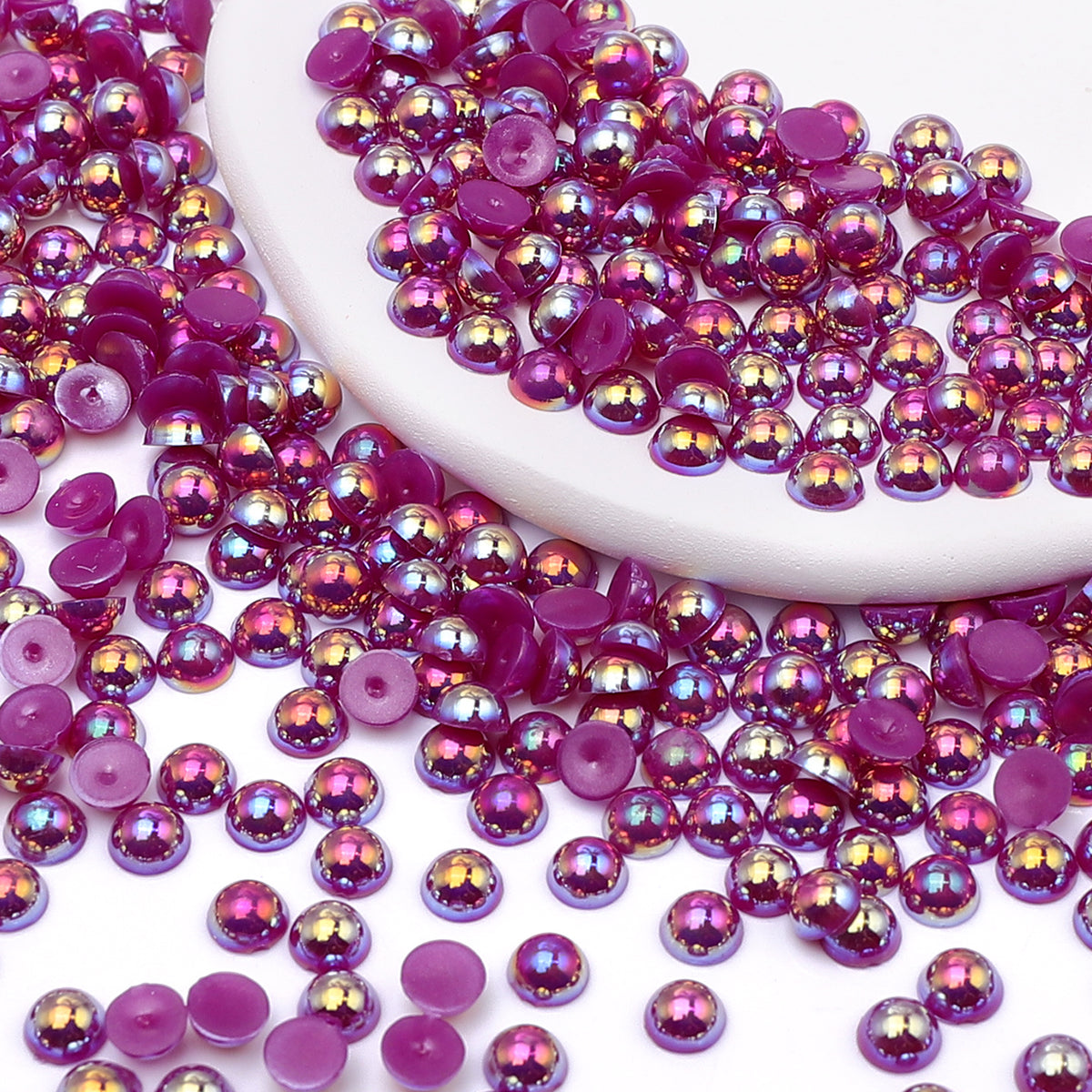 Dark Purple AB Resin Flat Back Pearls Multi Sizes