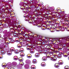 Dark Purple AB Resin Flat Back Pearls Multi Sizes