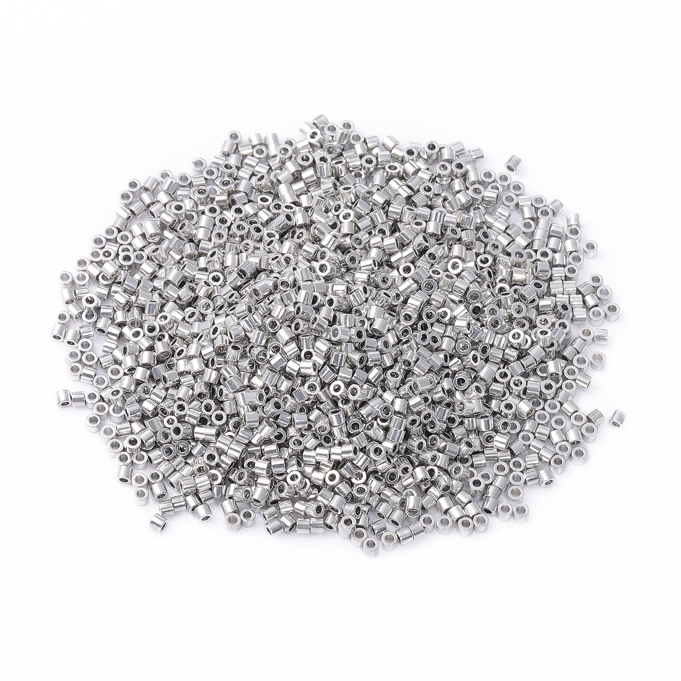 Metallic Silver Luster Color Hight Quality Glass Cylinder Seed Beads 1.6 MM Size JS3001