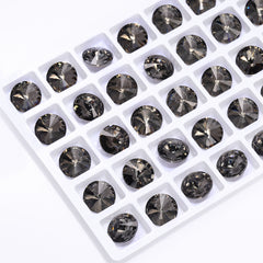 Black Diamond Rivoli Shape High Quality Glass Pointed Back Fancy Rhinestones