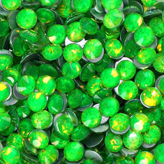 Flashing Brilliant Green Glass FlatBack Rhinestones Silver Back WholesaleRhinestone