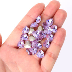 Violet Heart Shape High Quality Glass Pointed Back Fancy Rhinestones