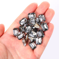 Black Diamond Thin Octagon Shape High Quality Glass Pointed Back Fancy Rhinestones