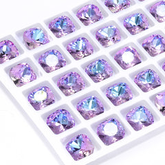 Vitrail Light Cushion Square Shape High Quality Glass Pointed Back Fancy Rhinestones