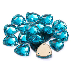 Aquamarine Trilliant Shape High Quality Glass Sew-on Rhinestones