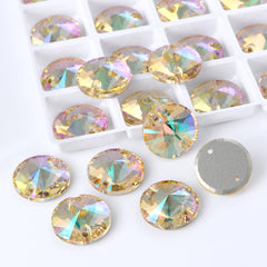 Luminous Green Rivoli  Shape High Quality Glass Sew-on Rhinestones