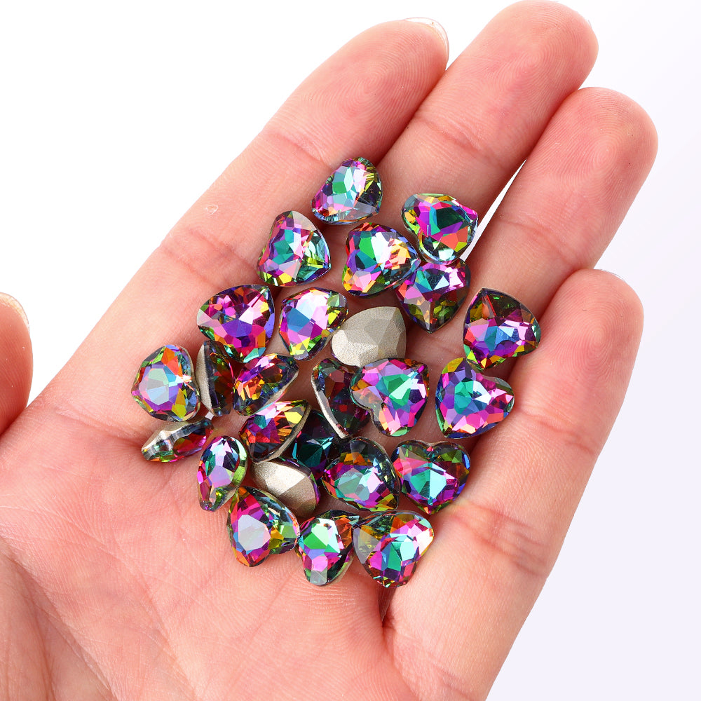 Volcano Heart Shape High Quality Glass Pointed Back Fancy Rhinestones