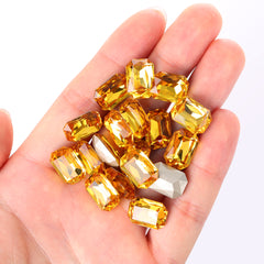 Light Topaz Thin Octagon Shape High Quality Glass Pointed Back Fancy Rhinestones