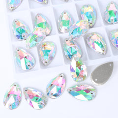 Crystal Phantom Drop Shape High Quality Glass Sew-on Rhinestones