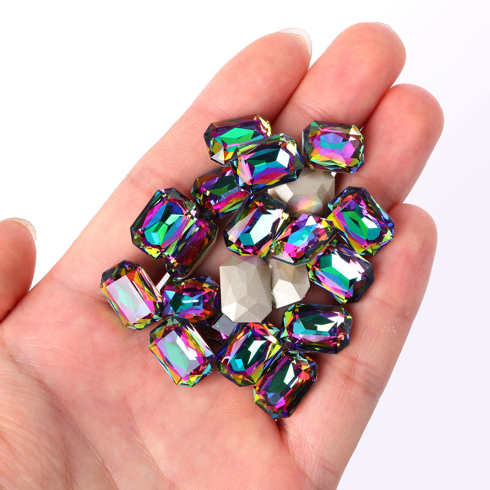 Volcano Thin Octagon Shape High Quality Glass Pointed Back Fancy Rhinestones