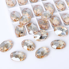 Golden Shadow Oval Shape High Quality Glass Sew-on Rhinestones