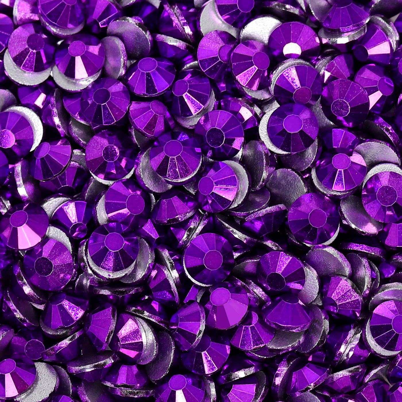 Metallic Violet Glass FlatBack Rhinestones Silver Back WholesaleRhinestone