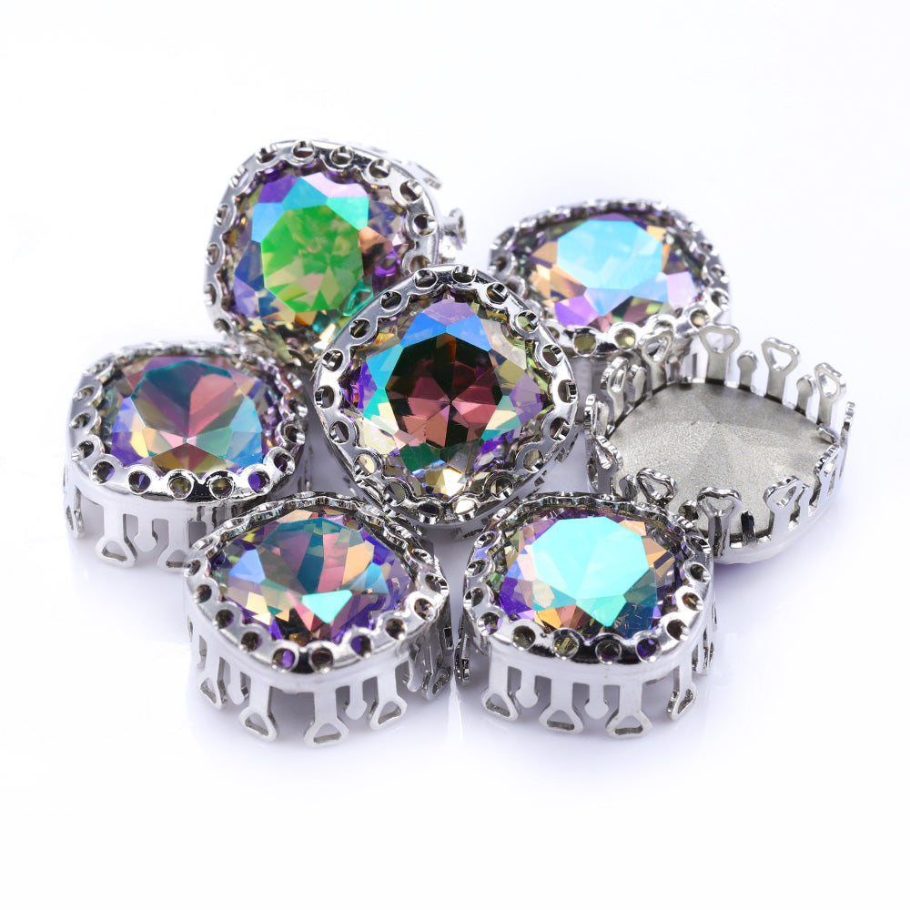 Ghost Light Cushion Square Shape High-Quality Glass Sew-on Nest Hollow Claw Rhinestones