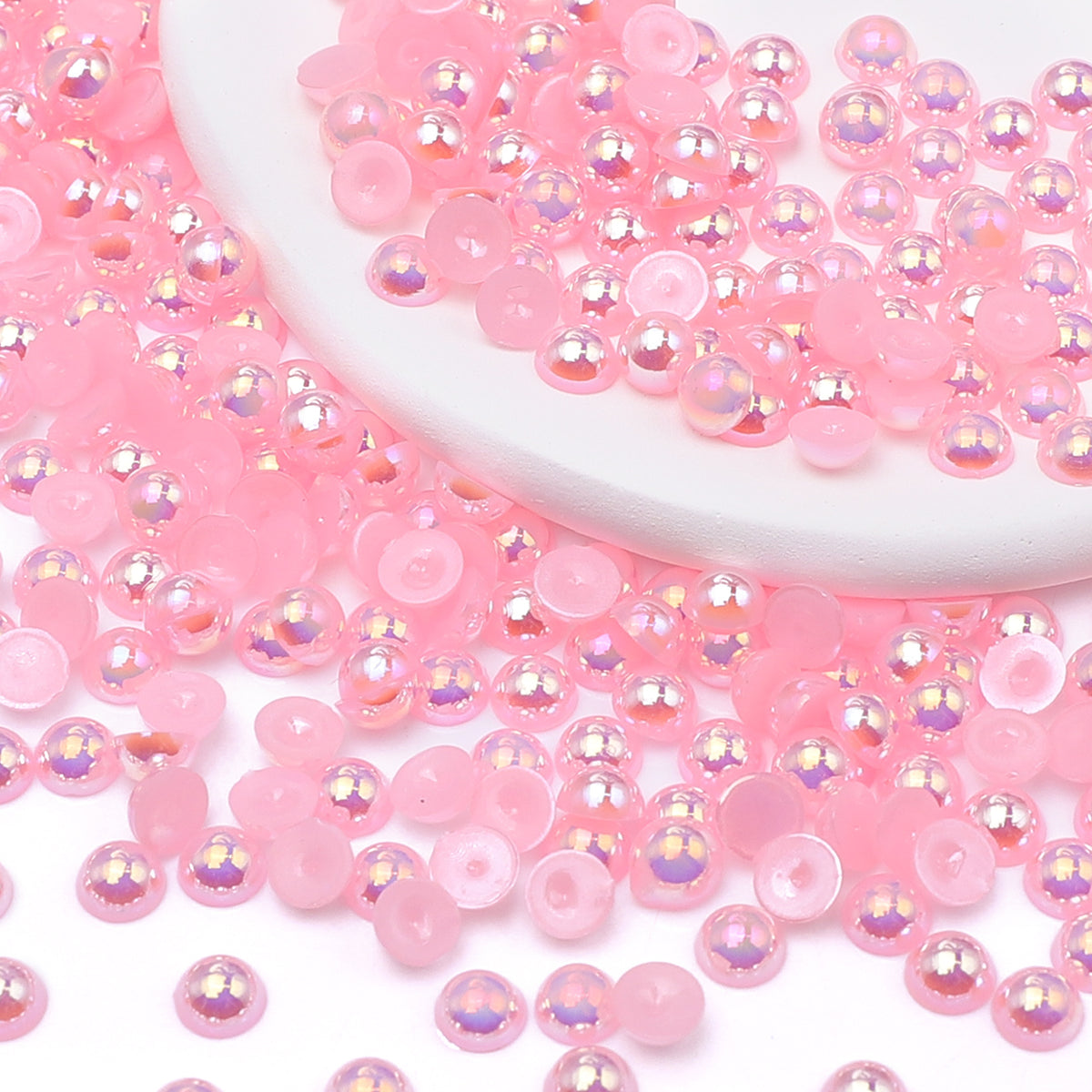 Light Pink AB Resin Flat Back Pearls Multi Sizes